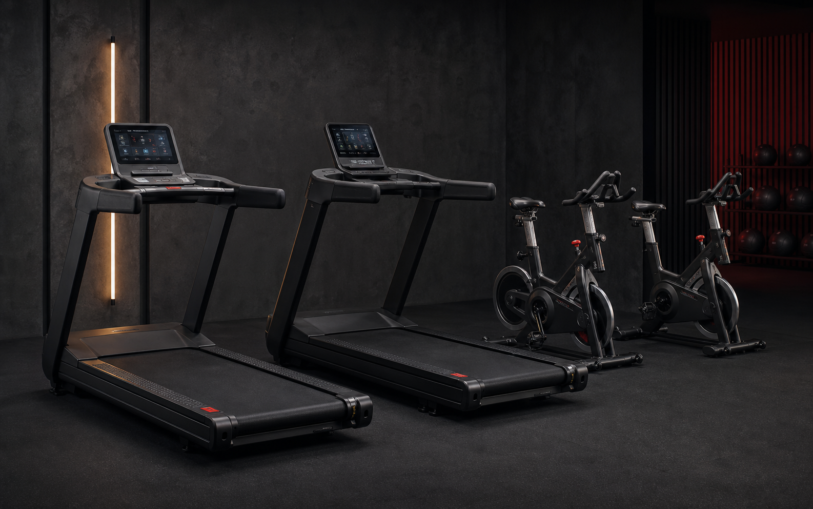 Commercial treadmills and indoor cycling bikes